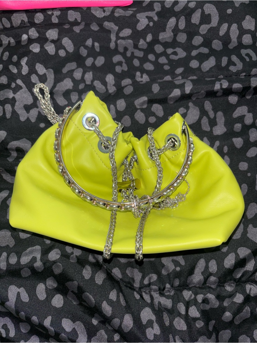 Asos Neon Lime Chain Drawstring Crossbody Bag